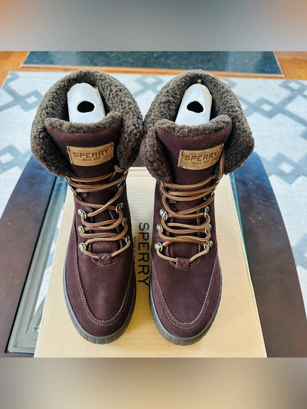 Sz 9 Sperry Women's Torrent Dark Brown Suede Lace Up Winter Boots STS87756